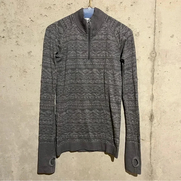 Lululemon Rest Less Pullover Womens  1/4 Zip Heathered Slate  Ski Run Pattern 4 - Picture 1 of 7